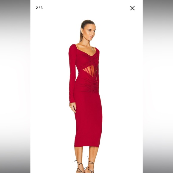 Versace - Long Sleeve Ruched Dress - Picture 2 of 6